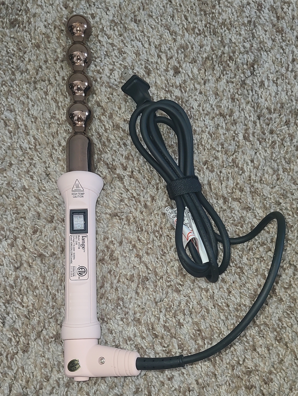 L'Ange Pink and Rose Gold Beaded Curling Wand